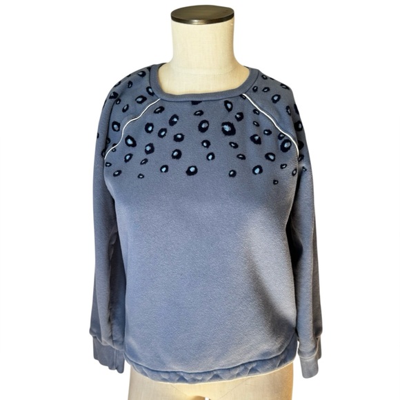 Mini Boden Girls Crew Neck Animal Print Sky Blue Sweatshirt Sz 13/14Y - Picture 1 of 7